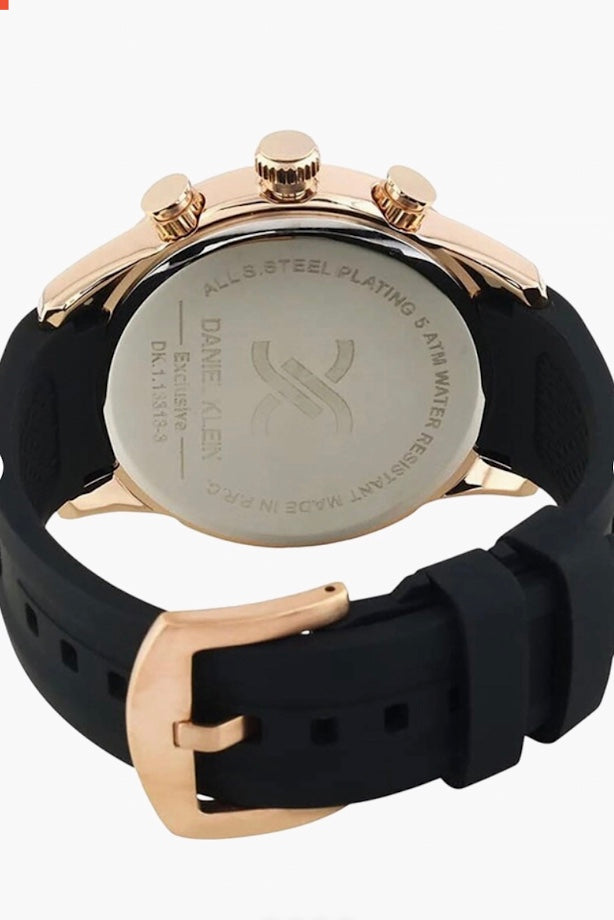 Daniel Klein Exclusive Dual-Time Chronograph – Rose Gold & Black
