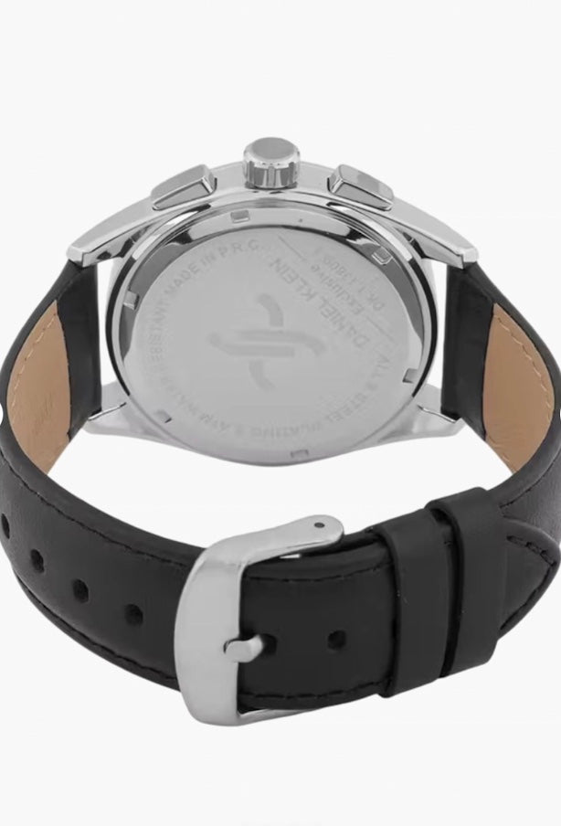 Daniel Klein Exclusive chronograph case back with leather strap