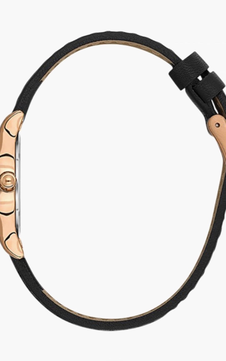 Daniel Klein ladies watch front view — white dial with rose gold Roman numerals
